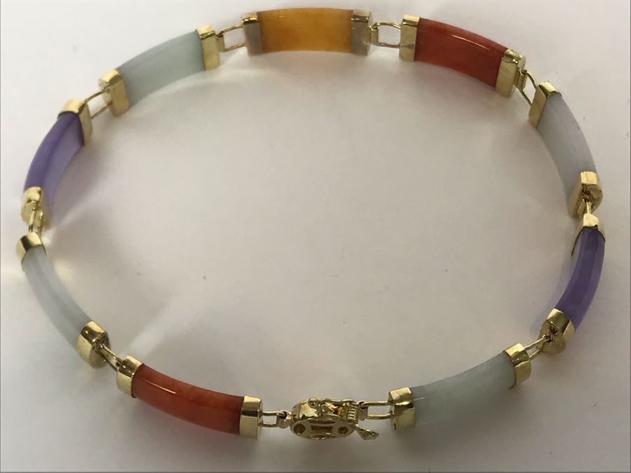 14K Gold Colored Jade Pendant [Photo 3]