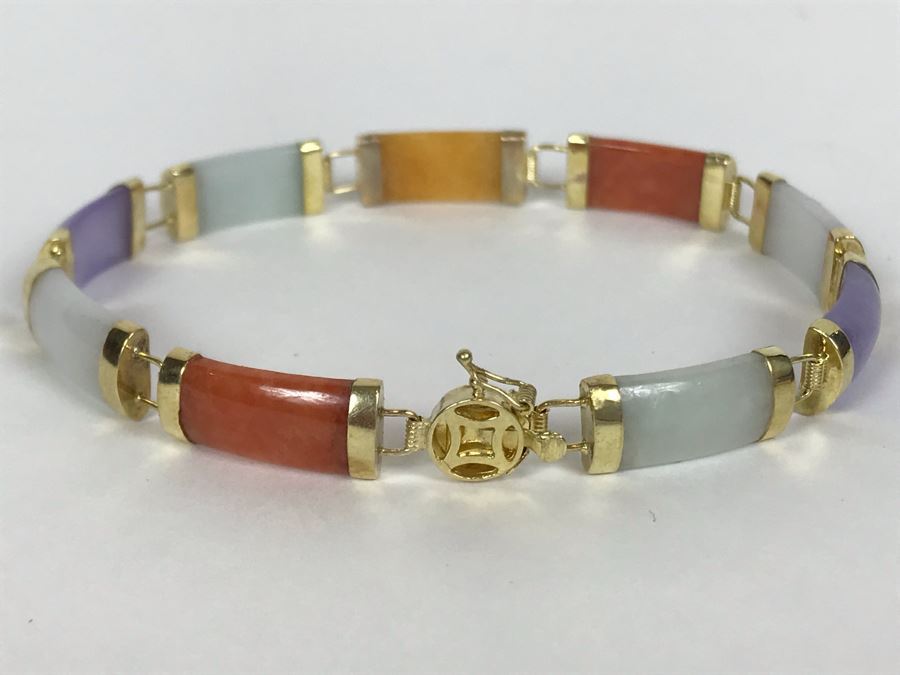 14K Gold Colored Jade Pendant [Photo 2]