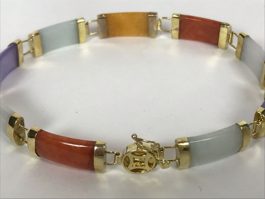 14K Gold Colored Jade Pendant [Photo 4]