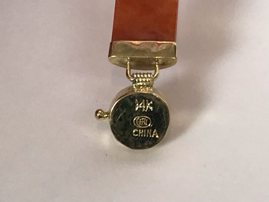 14K Gold Colored Jade Pendant [Photo 5]