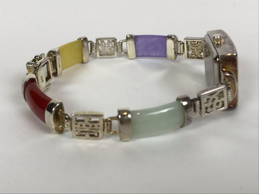 Women's Aria Sterling Silver Case Watch With Colored Jade And Sterling Silver Watch Band 31.8g [Photo 5]