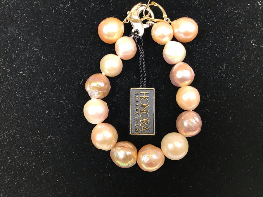 Honora Ming Cultured Pearl Jewelry Set With Necklace, Bracelet And 14K Gold Pearl Earrings [Photo 9]