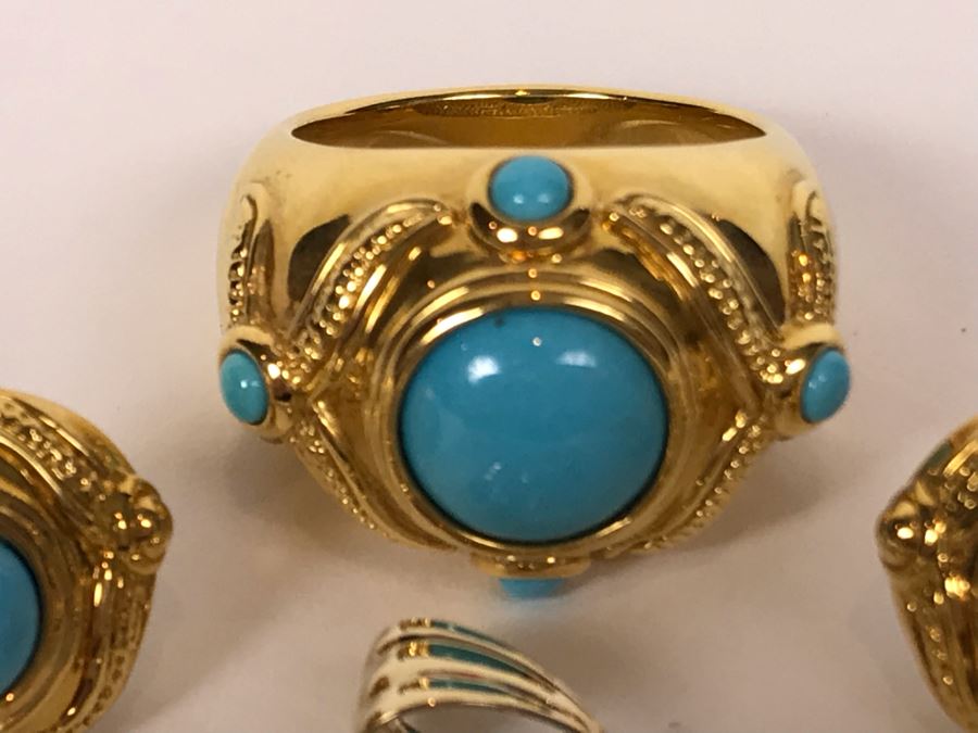 Jewelry Set With 14K FP Gold Silicone Filled Ring Size , Earrings And Pendant 14.1g TW [Photo 2]