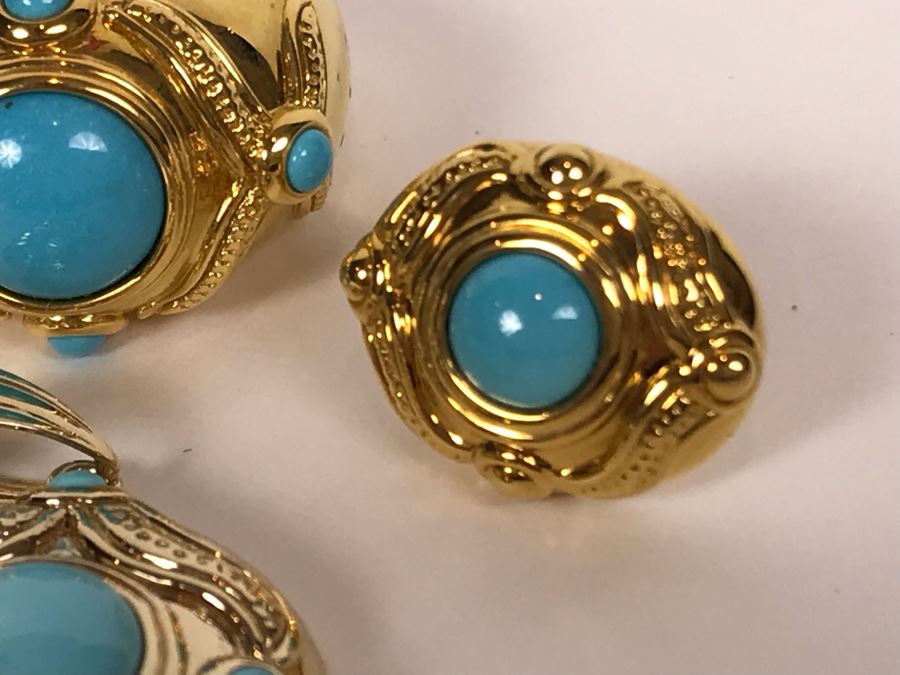 Jewelry Set With 14K FP Gold Silicone Filled Ring Size , Earrings And Pendant 14.1g TW [Photo 4]