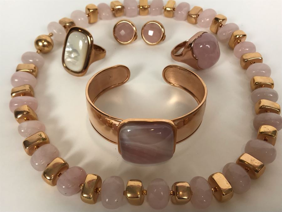 Milor Italy Bronze Jewelry Set With Necklace, Bracelet, Ring Size 9.5, Ring Size 8.5 And Earrings [Photo 3]