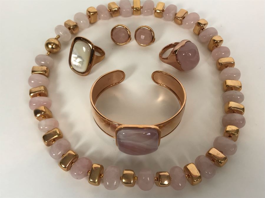 Milor Italy Bronze Jewelry Set With Necklace, Bracelet, Ring Size 9.5, Ring Size 8.5 And Earrings [Photo 4]