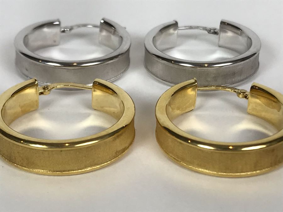 18K Gold Milor Italy (2) Pairs Of Earrings 6g TW [Photo 3]