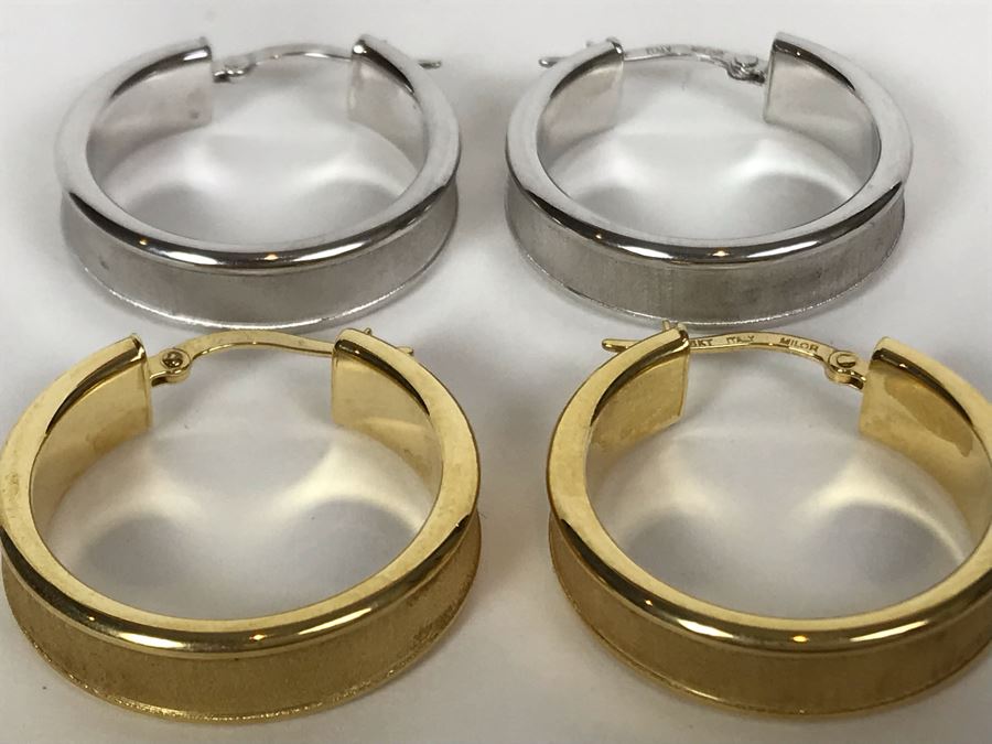 18K Gold Milor Italy (2) Pairs Of Earrings 6g TW [Photo 1]