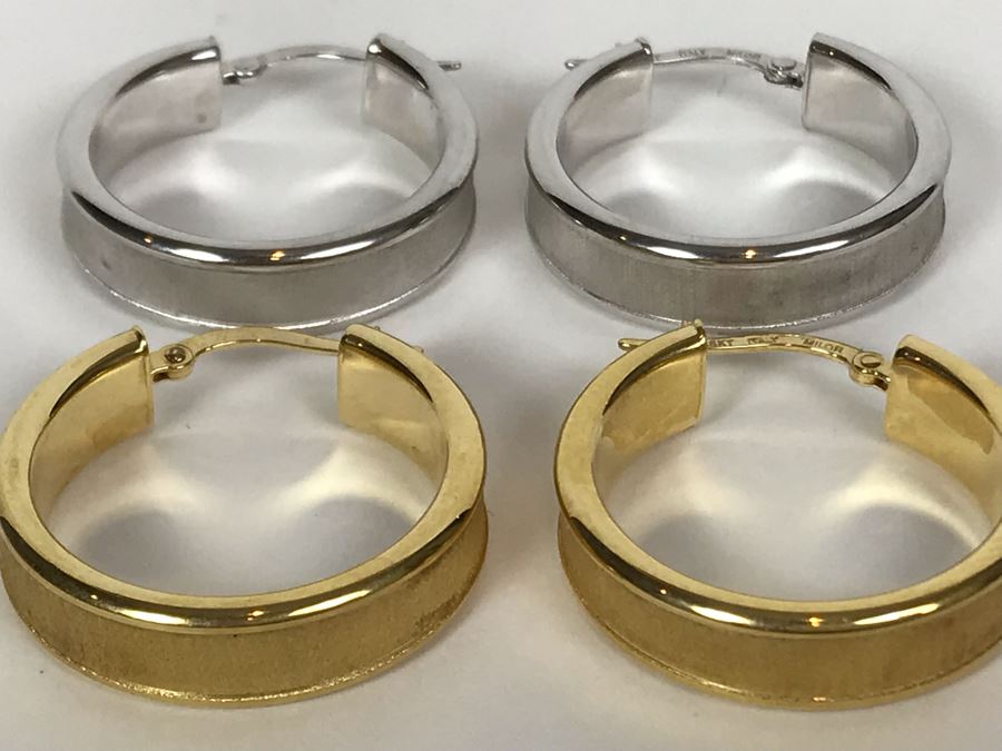 18K Gold Milor Italy (2) Pairs Of Earrings 6g TW [Photo 7]