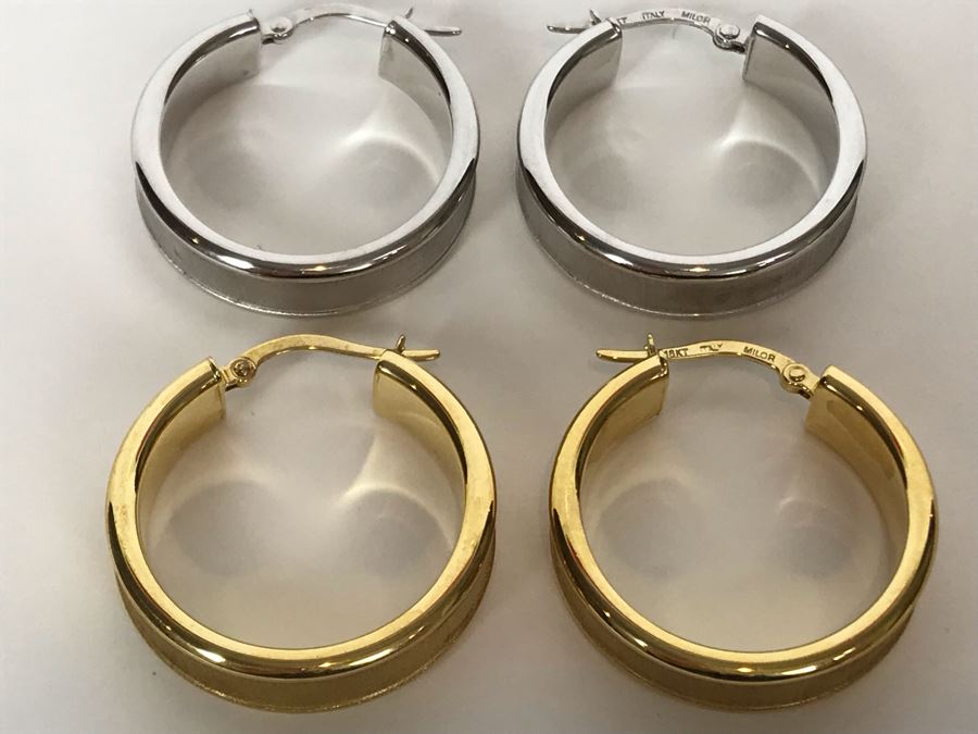 18K Gold Milor Italy (2) Pairs Of Earrings 6g TW [Photo 4]