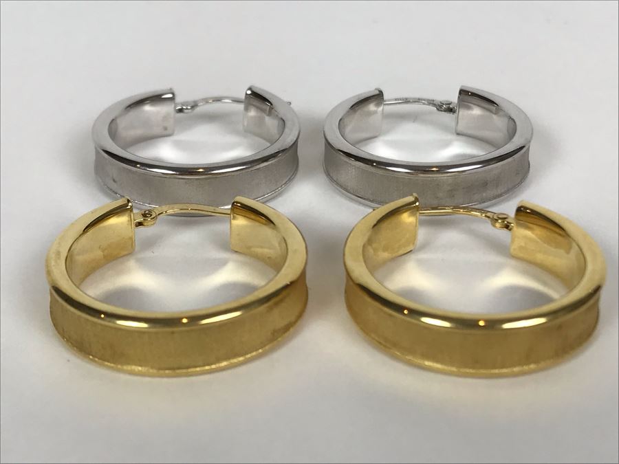 18K Gold Milor Italy (2) Pairs Of Earrings 6g TW [Photo 2]