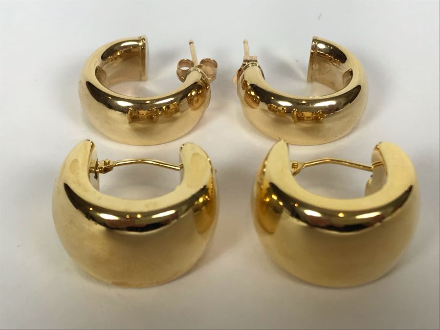 (2) Pairs Of 14K Gold Earrings 10.3g TW [Photo 1]