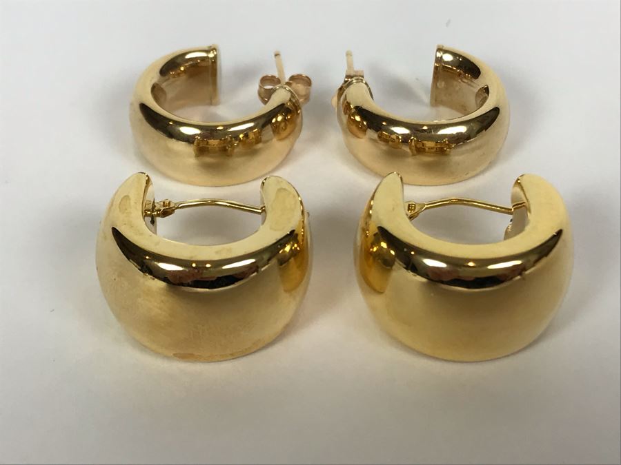 (2) Pairs Of 14K Gold Earrings 10.3g TW [Photo 2]