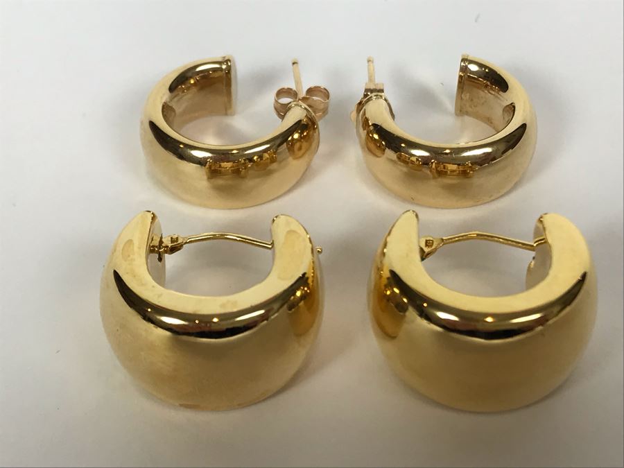 (2) Pairs Of 14K Gold Earrings 10.3g TW [Photo 4]