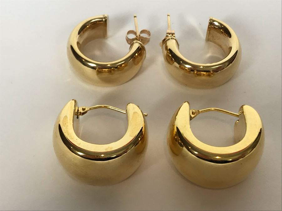 (2) Pairs Of 14K Gold Earrings 10.3g TW [Photo 3]