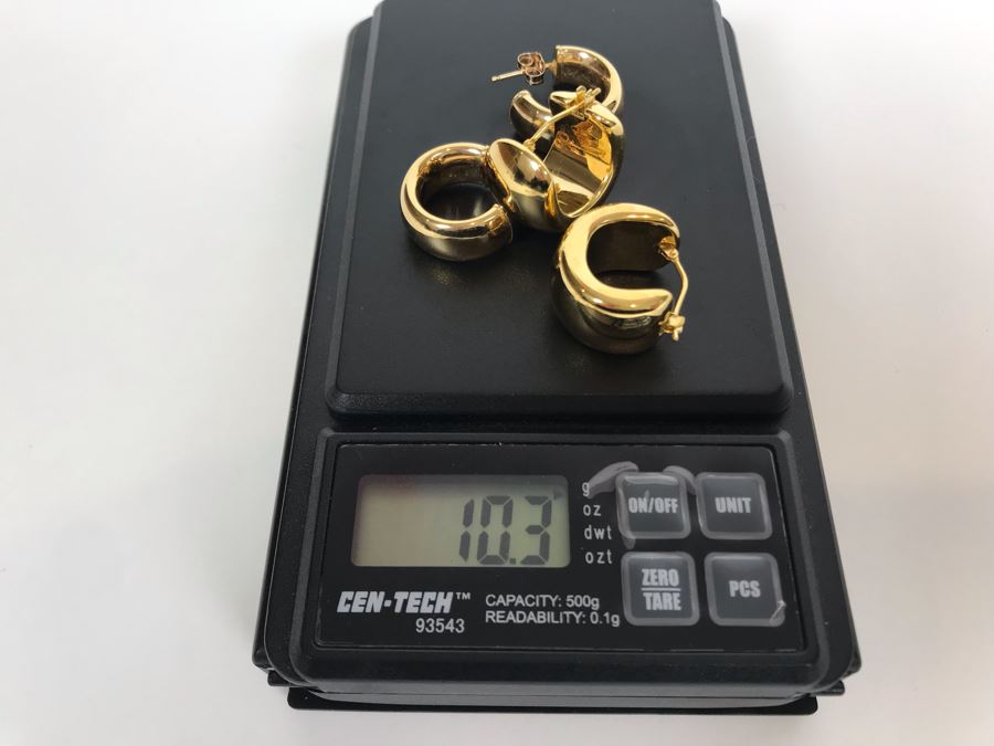 (2) Pairs Of 14K Gold Earrings 10.3g TW [Photo 8]