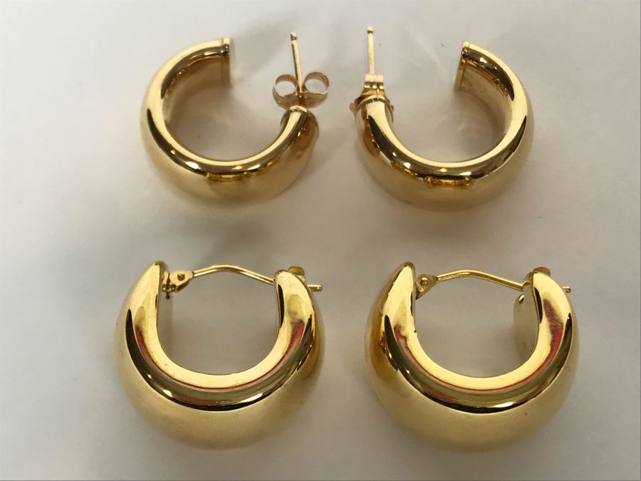 (2) Pairs Of 14K Gold Earrings 10.3g TW [Photo 5]