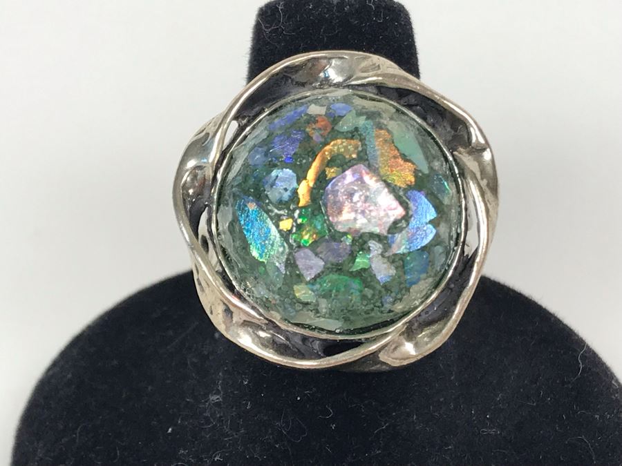 Large Sterling Silver Israel PZ Ring Size 8.5 10.5g [Photo 1]