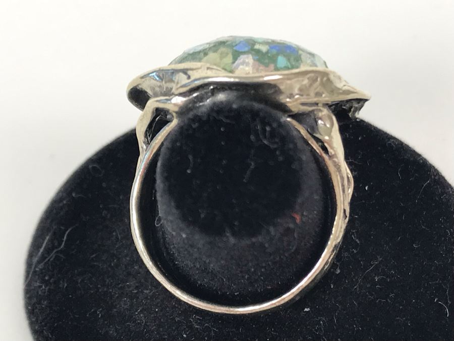 Large Sterling Silver Israel PZ Ring Size 8.5 10.5g [Photo 6]