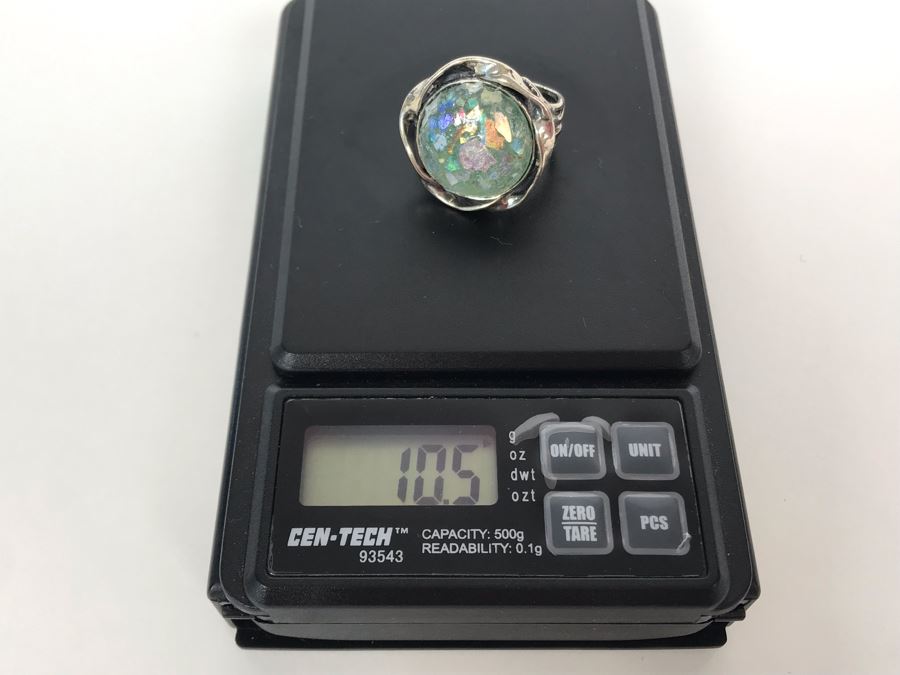 Large Sterling Silver Israel PZ Ring Size 8.5 10.5g [Photo 11]