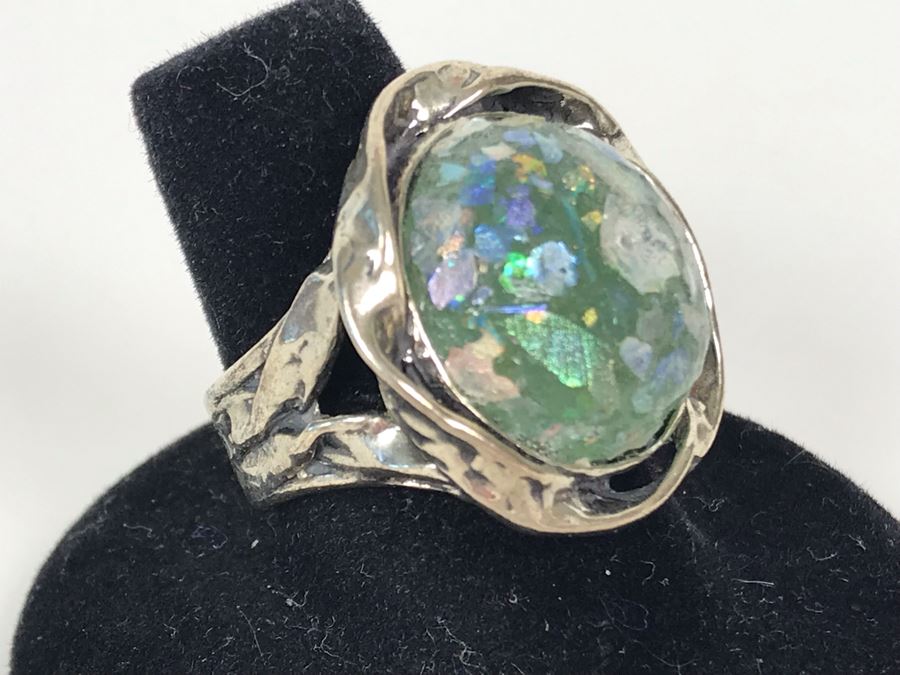 Large Sterling Silver Israel PZ Ring Size 8.5 10.5g [Photo 3]