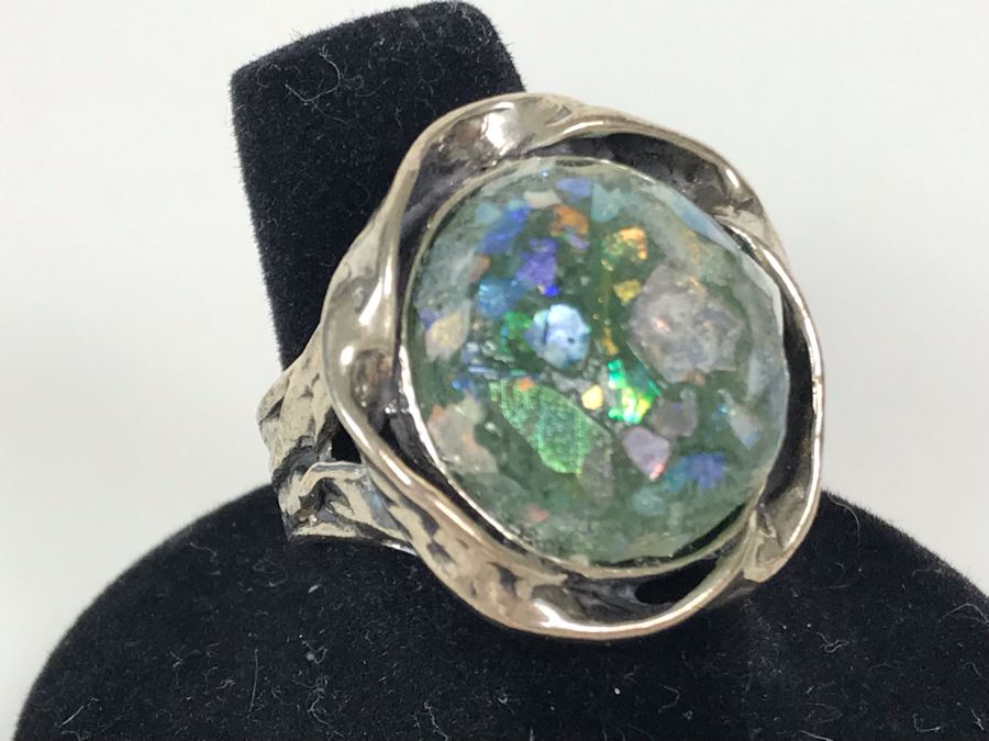 Large Sterling Silver Israel PZ Ring Size 8.5 10.5g [Photo 4]