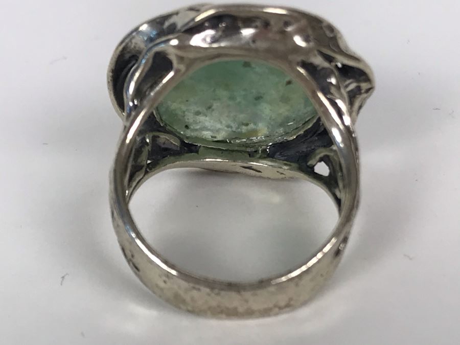 Large Sterling Silver Israel PZ Ring Size 8.5 10.5g [Photo 8]