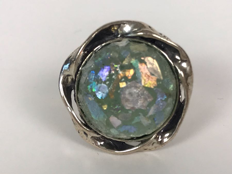 Large Sterling Silver Israel PZ Ring Size 8.5 10.5g [Photo 7]