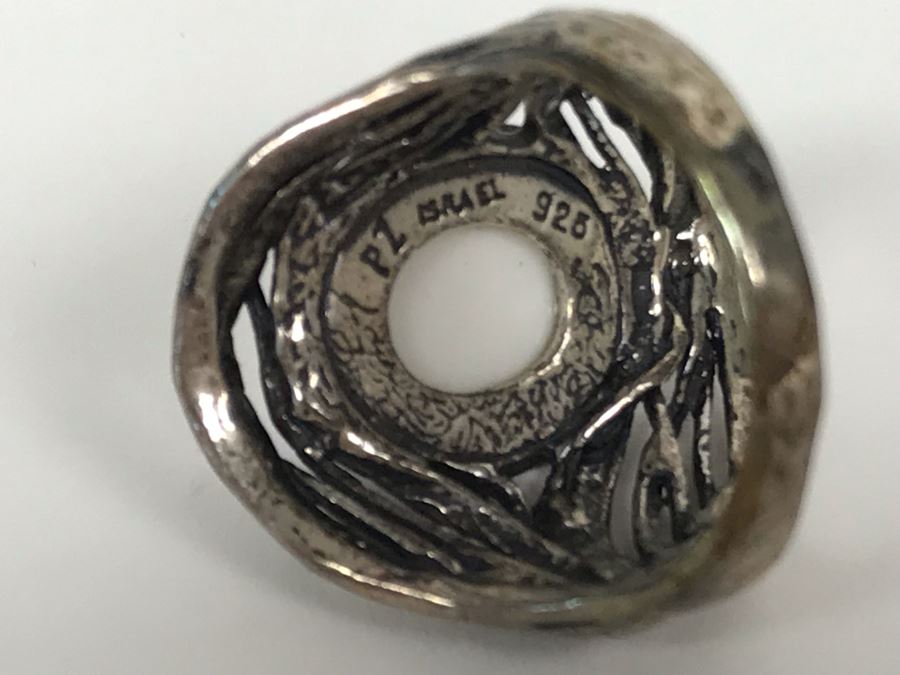 Sterling Silver Israel PZ Ring Size 8.5 8.2g [Photo 9]