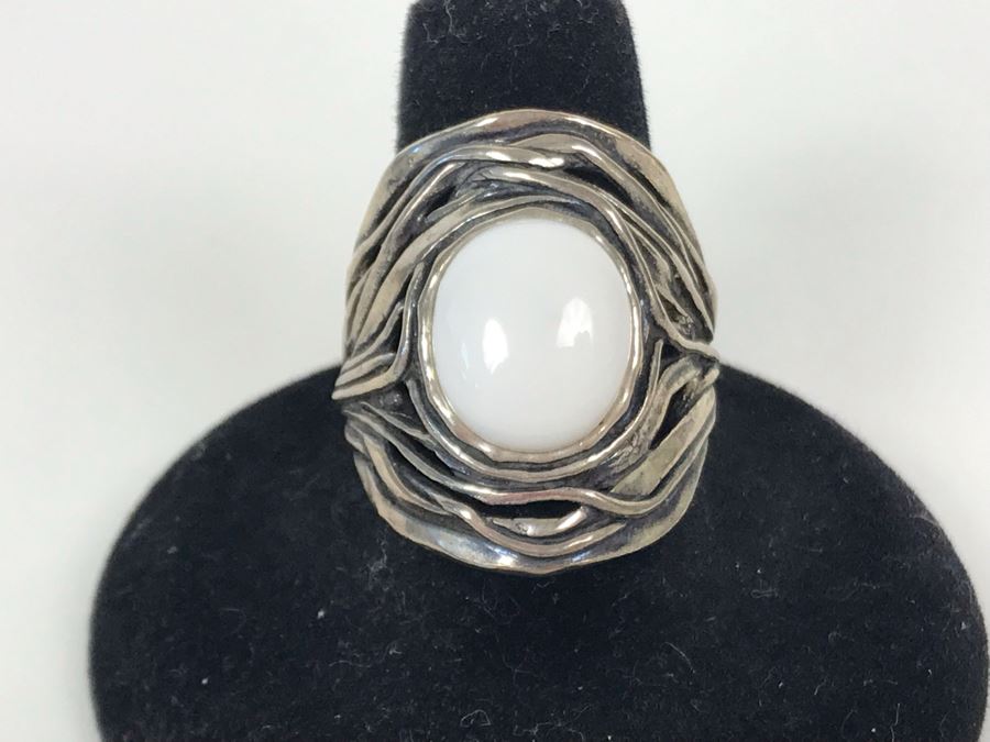 Sterling Silver Israel PZ Ring Size 8.5 8.2g [Photo 2]