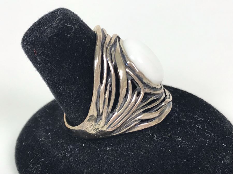 Sterling Silver Israel PZ Ring Size 8.5 8.2g [Photo 5]