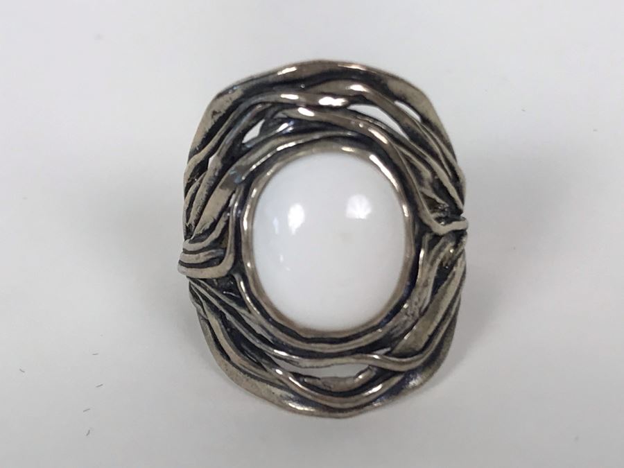 Sterling Silver Israel PZ Ring Size 8.5 8.2g [Photo 7]