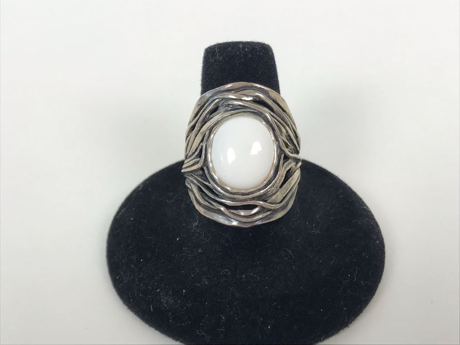 Sterling Silver Israel PZ Ring Size 8.5 8.2g [Photo 3]