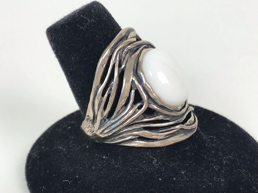 Sterling Silver Israel PZ Ring Size 8.5 8.2g [Photo 4]