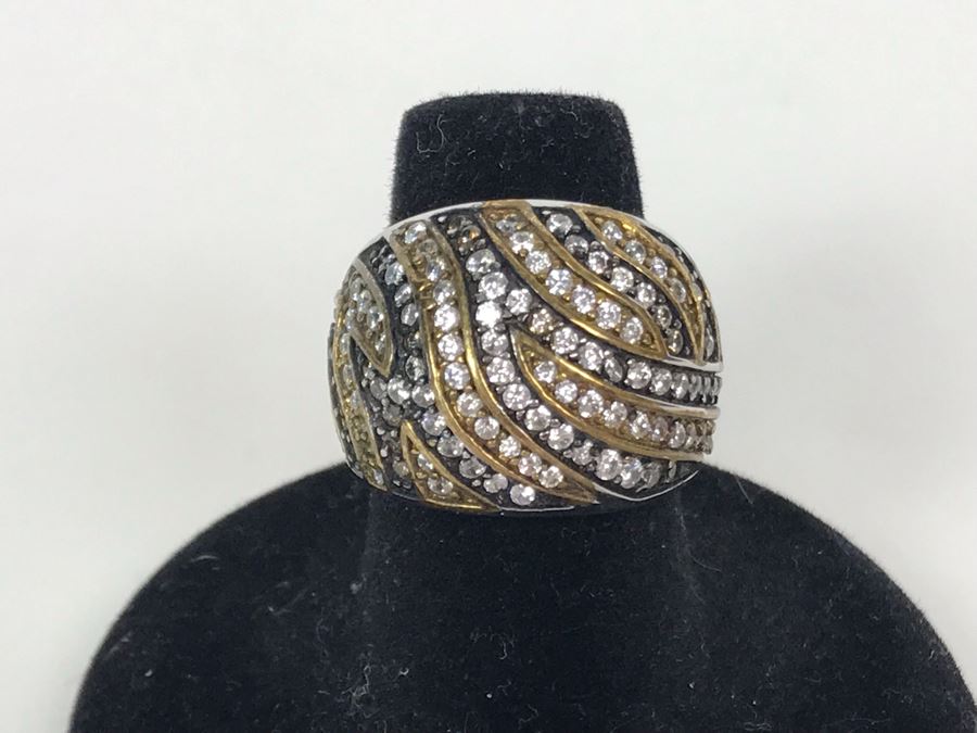 Sterling Silver CZ Ring Size 6.5 9.6g [Photo 1]