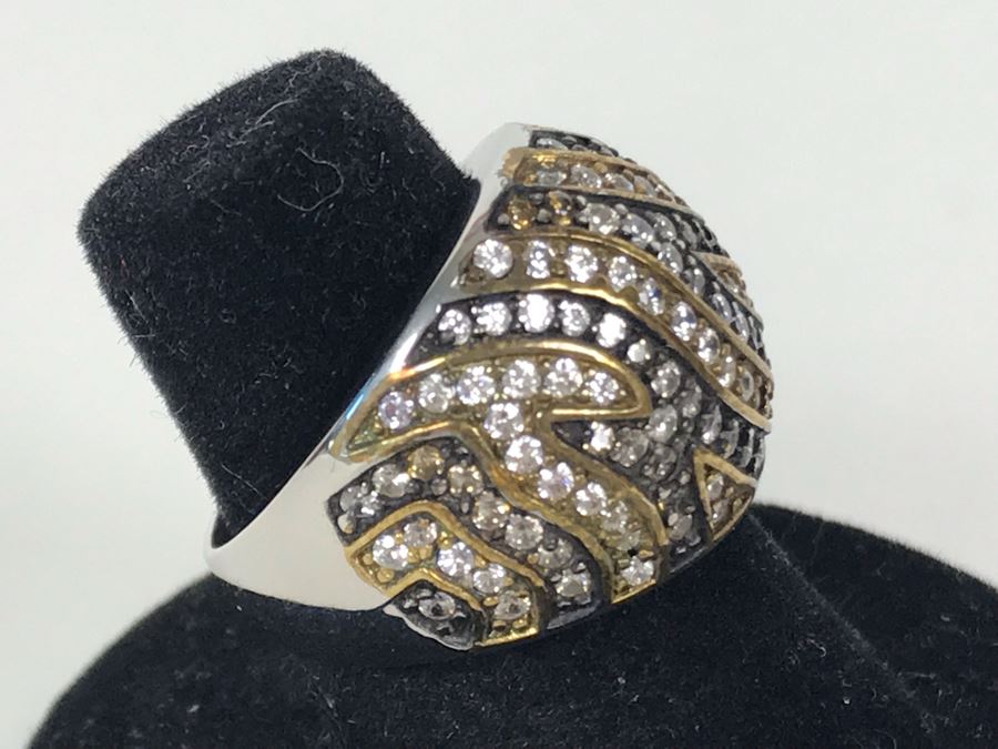 Sterling Silver CZ Ring Size 6.5 9.6g [Photo 3]