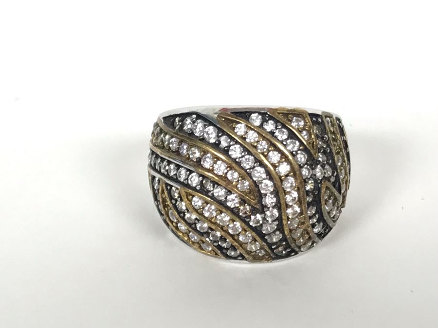 Sterling Silver CZ Ring Size 6.5 9.6g [Photo 6]