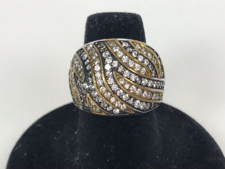 Sterling Silver CZ Ring Size 6.5 9.6g [Photo 8]