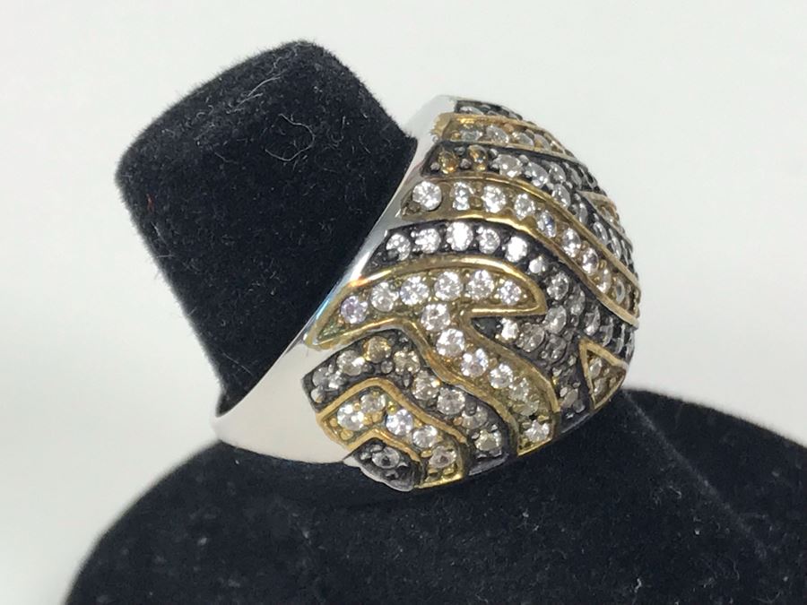 Sterling Silver CZ Ring Size 6.5 9.6g [Photo 4]