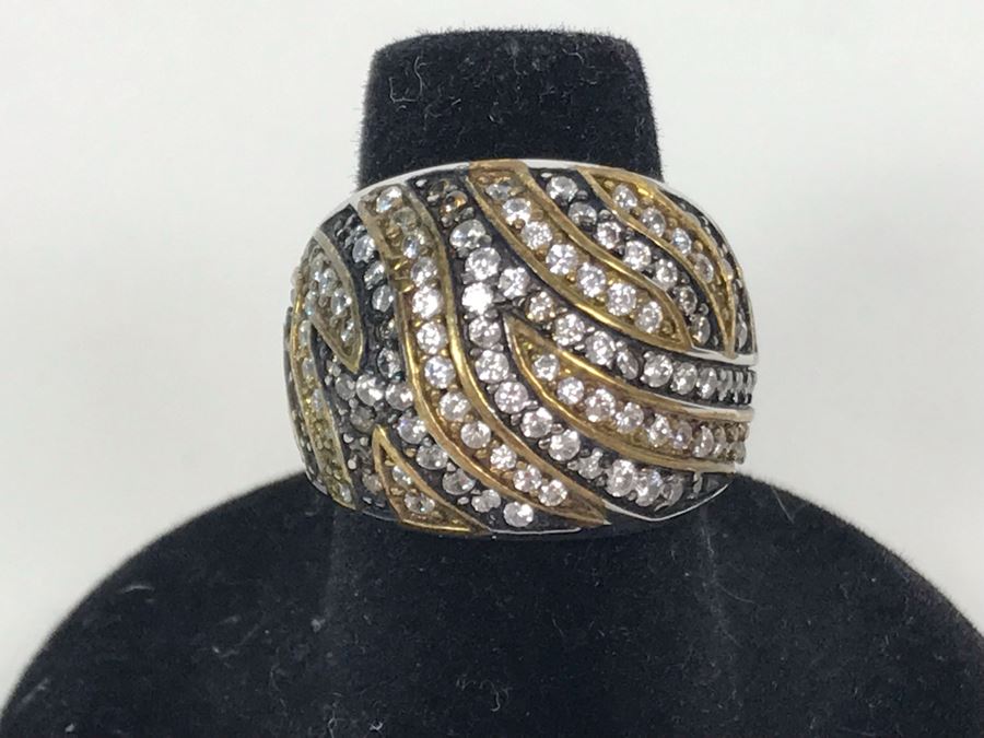 Sterling Silver CZ Ring Size 6.5 9.6g [Photo 2]