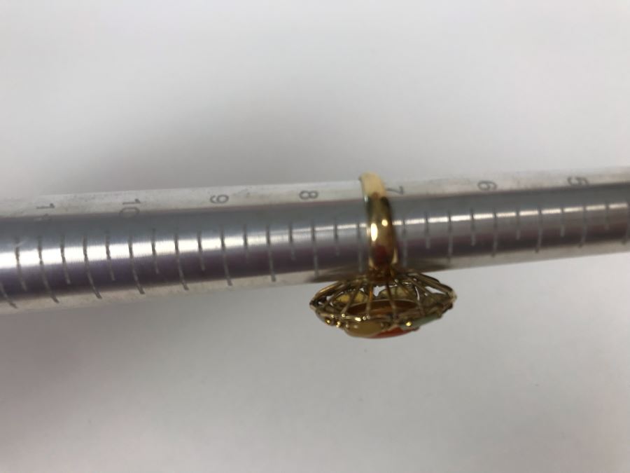 14K Gold Jade Stone Ring Size 7.25 8.5g [Photo 15]