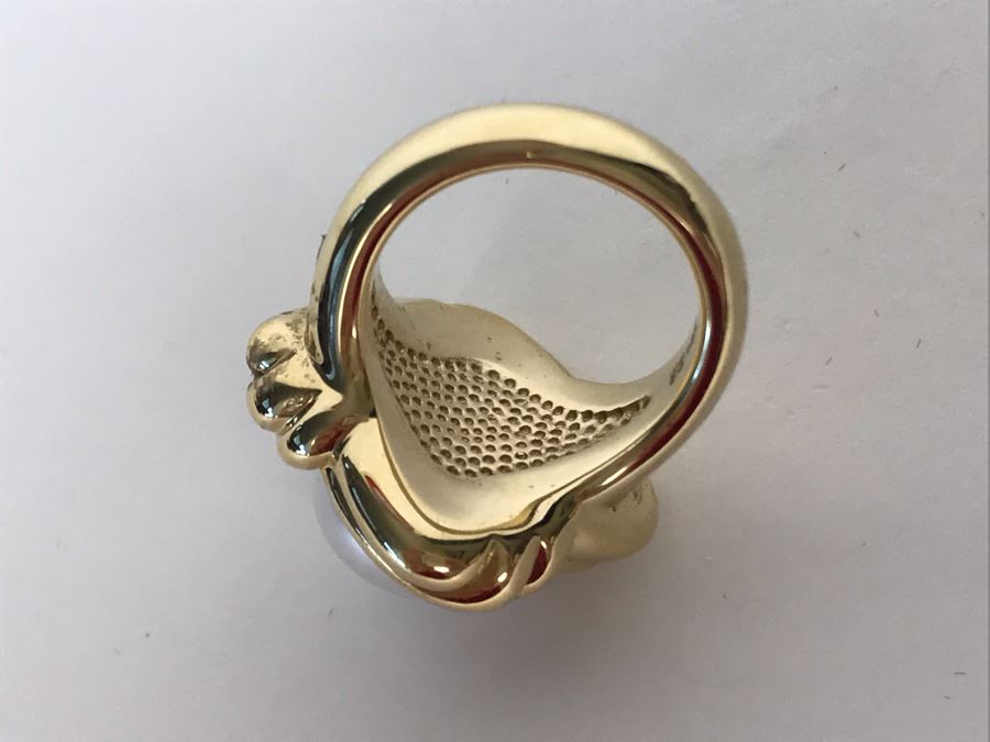 14K Gold Pearl Ring Size 6.25 7.4g [Photo 5]