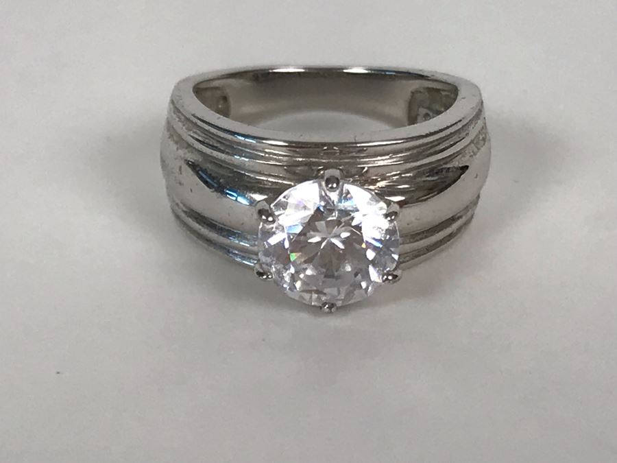 Sterling Silver CZ Ring Size 5.5 5.6g [Photo 8]