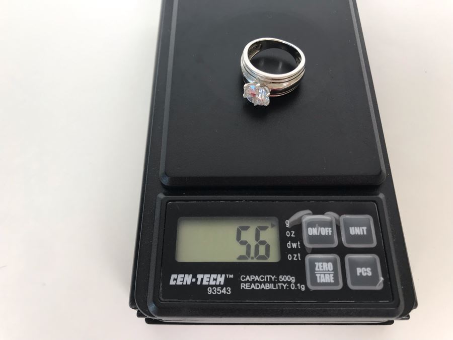 Sterling Silver CZ Ring Size 5.5 5.6g [Photo 14]