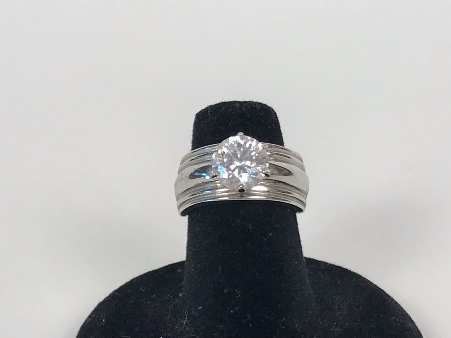 Sterling Silver CZ Ring Size 5.5 5.6g [Photo 4]