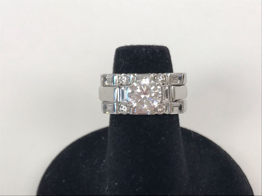 Sterling Silver CZ Ring Size 5 10.1g