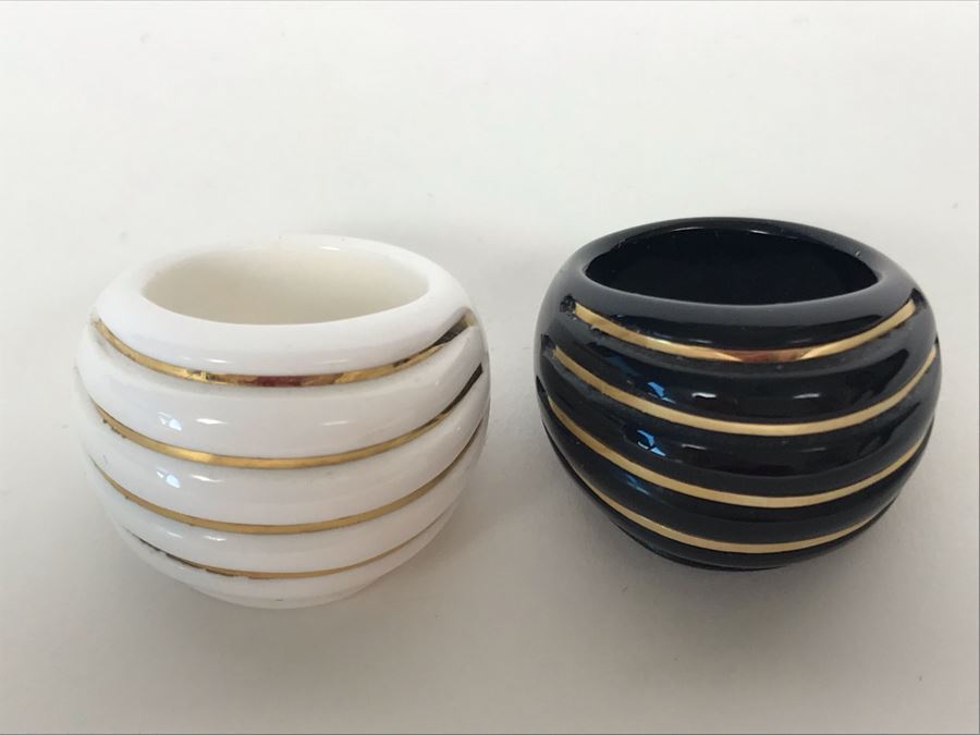 Pair Of Rings With 14K Gold Bands Milor Italy Size 8.25  [Photo 3]