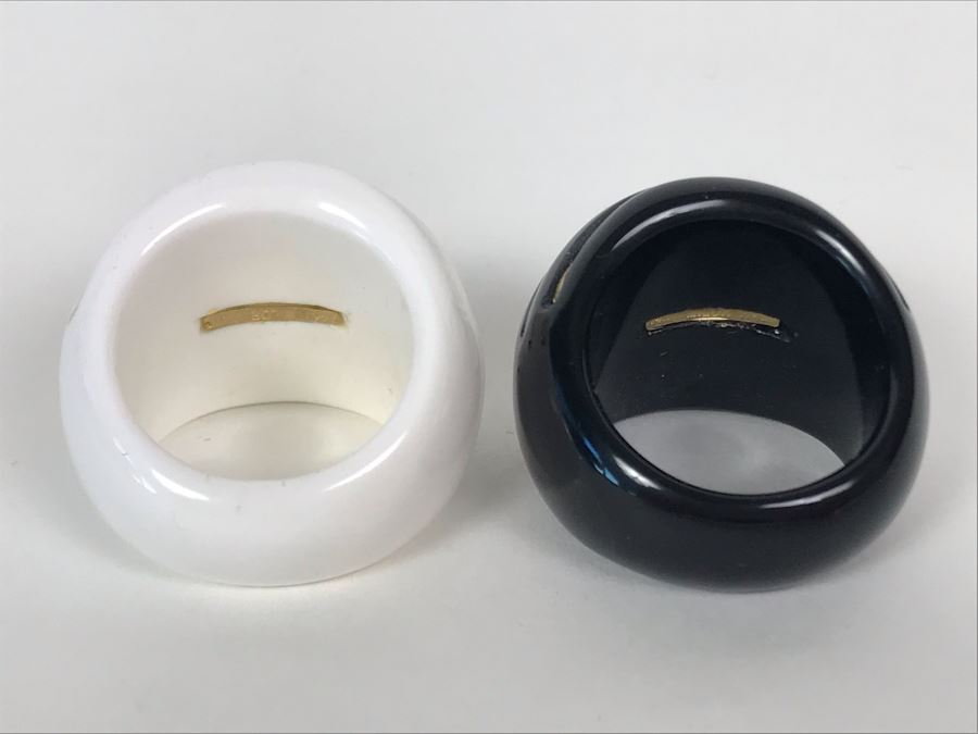 Pair Of Rings With 14K Gold Bands Milor Italy Size 8.25  [Photo 5]