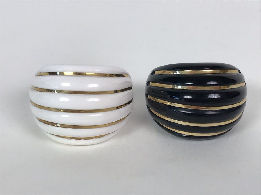 Pair Of Rings With 14K Gold Bands Milor Italy Size 8.25 