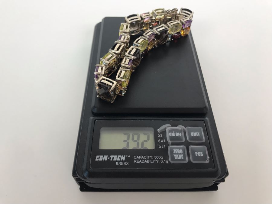 Sterling Silver Gemstones Bracelet 39.2g [Photo 17]